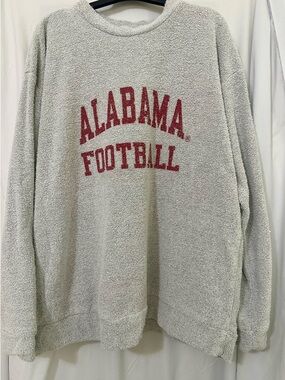 Light Gray Crewneck Sweater with Crimson 'Alabama Football' Script